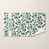 緑サッカーボール柄卒業アスリート バスタオルセット (ハンドタオル)