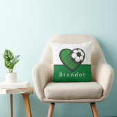 緑サッカー大好きキッズプレーヤーの名前&ボールストライプの クッション (椅子)