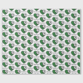 緑サッカー大好きキッズプレーヤーの名前&ボールストライプの ラッピングペーパー (フラット)