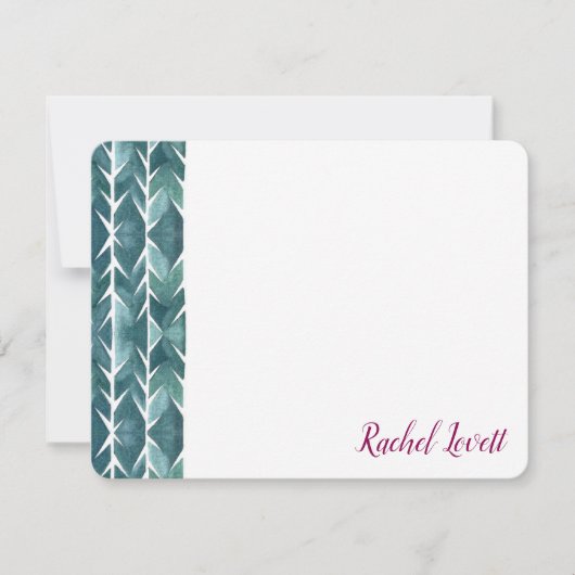 緑サボテンのテクスチャのフラット注記 ノートカード (正面)