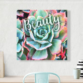 緑サボテン写真モダン美しい引用文スクリプはっきりしたト キャンバスプリント