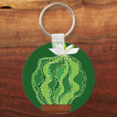 緑サボテン：自然抽象芸術モチーフ。 キーホルダー (正面)