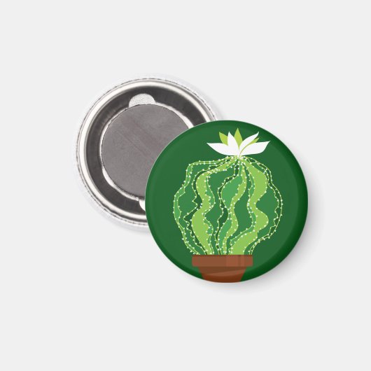 緑サボテン:自然抽象芸術モチーフ。 マグネット (正面/裏面)