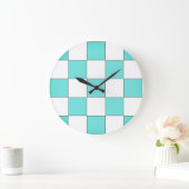 緑シアンのチェス盤 ラージ壁時計 (ホーム)
