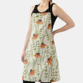 緑シダ、オレンジ色の花、自然。 エプロン (インサイチュ)