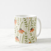 緑シダ、オレンジ色の花、自然。 コーヒーマグカップ (正面右)