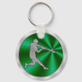 緑シルバーカラー野球パーソナライズされたキーチェーン キーホルダー (裏面)