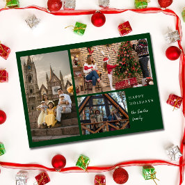 緑シンプルのエレガント3写真のミニマルクリスマス シーズンカード