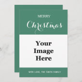 緑シンプルの家族写真メリークリスマスの挨拶 シーズンカード (正面/裏面)