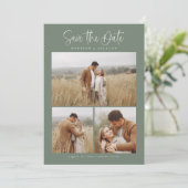 緑シンプルの書道台本モダン4枚 セーブザデート (スタンド正面)