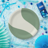 緑シンプルの波 ペーパープレート (パーティー)