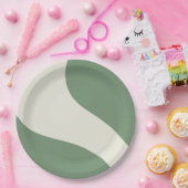 緑シンプルの波 ペーパープレート (パーティー)