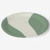 緑シンプルの波 ペーパープレート (アングル)