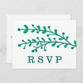 緑シンプルの紅葉ウェディング インビテーションポストカード (正面/裏面)