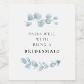 緑シンプルの花は花嫁のメイドと相性 ワインラベル (シングルラベル)