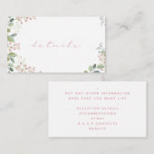 緑シンプルの葉花、ピンクの花、詳細結婚ズ エンクロージャーカード (正面/裏面)