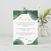 緑シンプルエレガントと金ゴールド結婚の サンキューカード (スタンド正面)