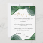 緑シンプルエレガントと金ゴールド結婚の サンキューカード (正面)