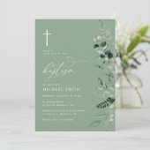 緑シンプルタイポグラフィの洗礼 招待状 (スタンド正面)