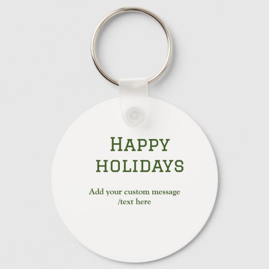 緑シンプルミニマルのハッピーホリデーズクリスマス キーホルダー (正面)