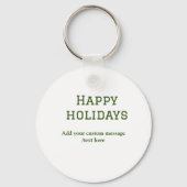 緑シンプルミニマルのハッピーホリデーズクリスマス キーホルダー (裏面)