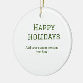 緑シンプルミニマルのハッピーホリデーズクリスマス セラミックオーナメント (左)