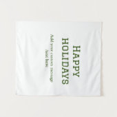 緑シンプルミニマルのハッピーホリデーズクリスマス タペストリー (正面(横))