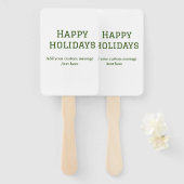 緑シンプルミニマルのハッピーホリデーズクリスマス ハンドファン (正面&裏面)