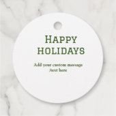 緑シンプルミニマルのハッピーホリデーズクリスマス フェイバータグ (裏面)