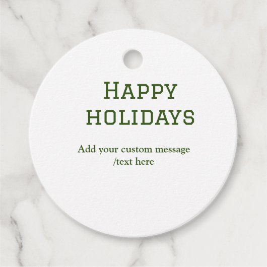 緑シンプルミニマルのハッピーホリデーズクリスマス フェイバータグ (正面)