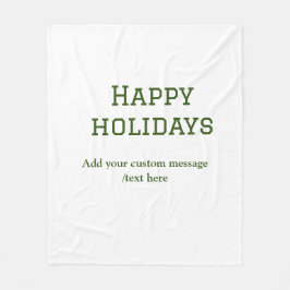 緑シンプルミニマルのハッピーホリデーズクリスマス フリースブランケット