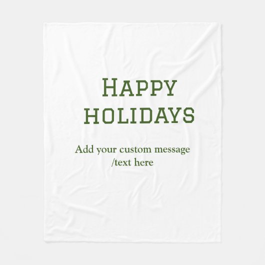 緑シンプルミニマルのハッピーホリデーズクリスマス フリースブランケット (正面)