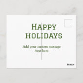 緑シンプルミニマルのハッピーホリデーズクリスマス ポストカード (裏面)