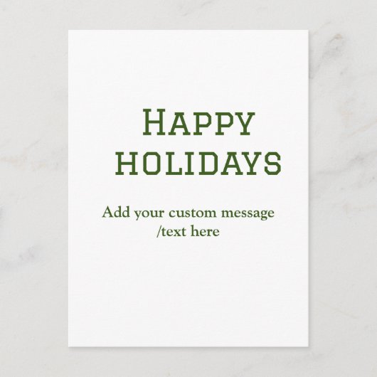 緑シンプルミニマルのハッピーホリデーズクリスマス ポストカード (正面)