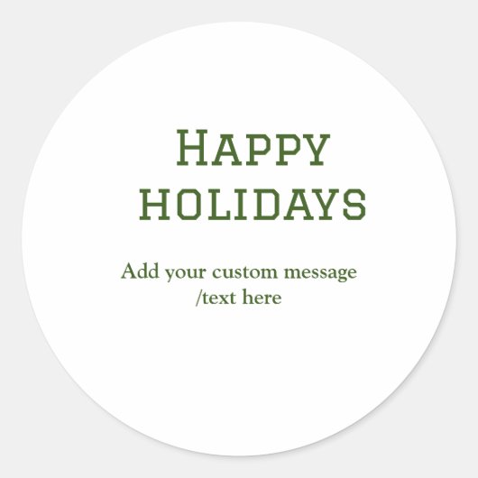 緑シンプルミニマルのハッピーホリデーズクリスマス ラウンドシール (正面)