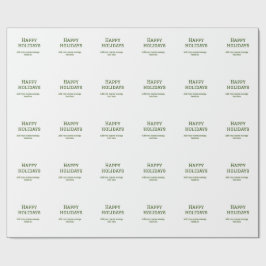 緑シンプルミニマルのハッピーホリデーズクリスマス ラッピングペーパー