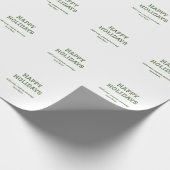 緑シンプルミニマルのハッピーホリデーズクリスマス ラッピングペーパー (角)