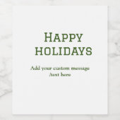 緑シンプルミニマルのハッピーホリデーズクリスマス ワインラベル (シングルラベル)