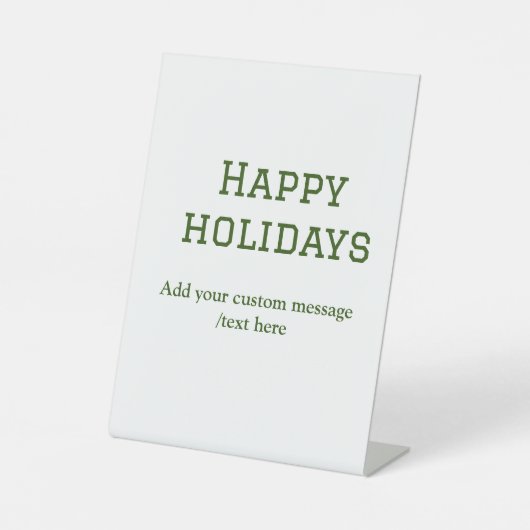 緑シンプルミニマルのハッピーホリデーズクリスマス 台座サイン (正面)