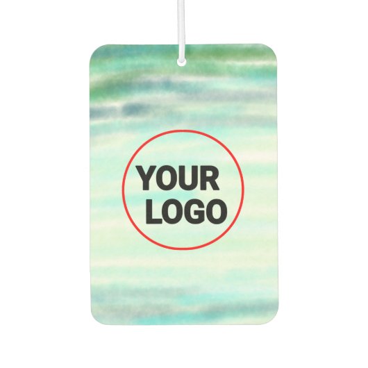 緑シンプル水色抽象芸術追加ロゴ文字最小 カーエアーフレッシュナー (正面)