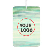 緑シンプル水色抽象芸術追加ロゴ文字最小 カーエアーフレッシュナー (裏面)