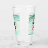 緑シンプル水色抽象芸術追加ロゴ文字最小 タンブラーグラス (左)
