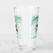 緑シンプル水色抽象芸術追加ロゴ文字最小 タンブラーグラス (右)