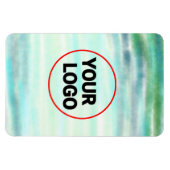 緑シンプル水色抽象芸術追加ロゴ文字最小 マグネット (横)