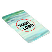 緑シンプル水色抽象芸術追加ロゴ文字最小 マグネット (右側)