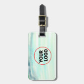 緑シンプル水色抽象芸術追加ロゴ文字最小 ラゲッジタグ (正面縦)