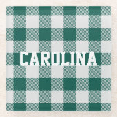 緑シンプル灰色の水牛パターン ガラスコースター (正面)