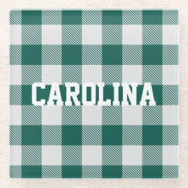 緑シンプル灰色の水牛パターン ガラスコースター