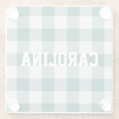 緑シンプル灰色の水牛パターン ガラスコースター (裏面)