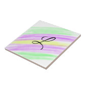 緑シンプル紫色の水色あなたのモノグラムを追加 タイル (側面)